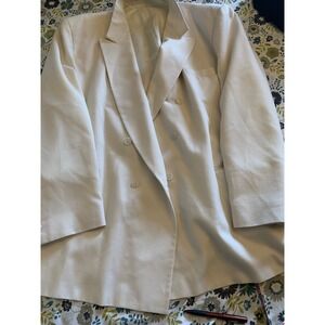 Irvine Park Men's Double Breasted Blazer Cream Wool Blend Size‎ 56-4